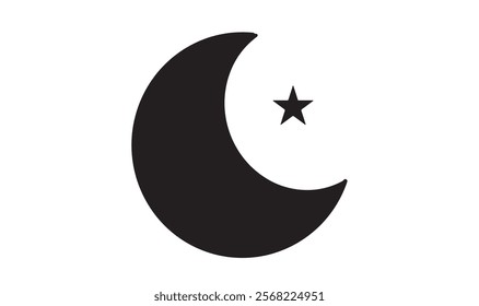 moon star black color object icon symbol sign decoration ornament ramadan kareem february march april month 2025 2026 year crescent religion muslim eid ul fitr ramadan mubarak celebration religion 