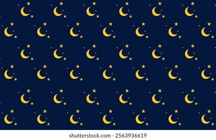 moon star with blue background. seamless pattern with stars and the moon, star pattern, moon and stars decorations.