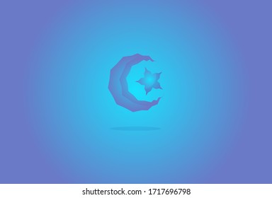Vector de diseño de fondo de papel tapiz de la luna y la estrella azul