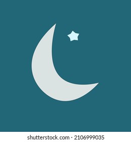 The moon and star in the blue sky vector. Galaxy and planet theme objects.