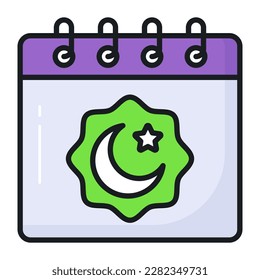 Moon and star with calendar showing concept of ramadan calendar