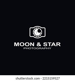 
Moon and star camera icon logo
