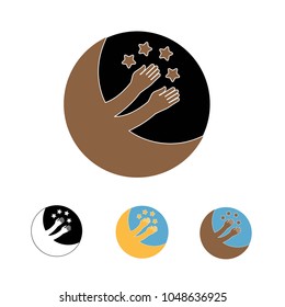 Moon. Moon and star. Cartoon vector and illustration, hand drawn, flat style, isolated on white background. Set with four color options.