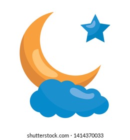 moon star cloud cartoon on white background vector illustration