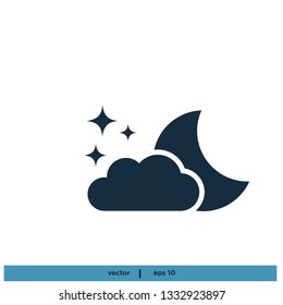 Moon Star and cloud Icon symbol