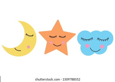 Moon, star and cloud icon vector illustration