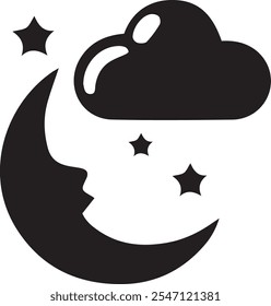 moon, star, and cloud illustration