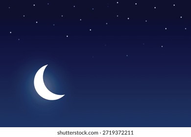 Luna y estrella en la noche oscura