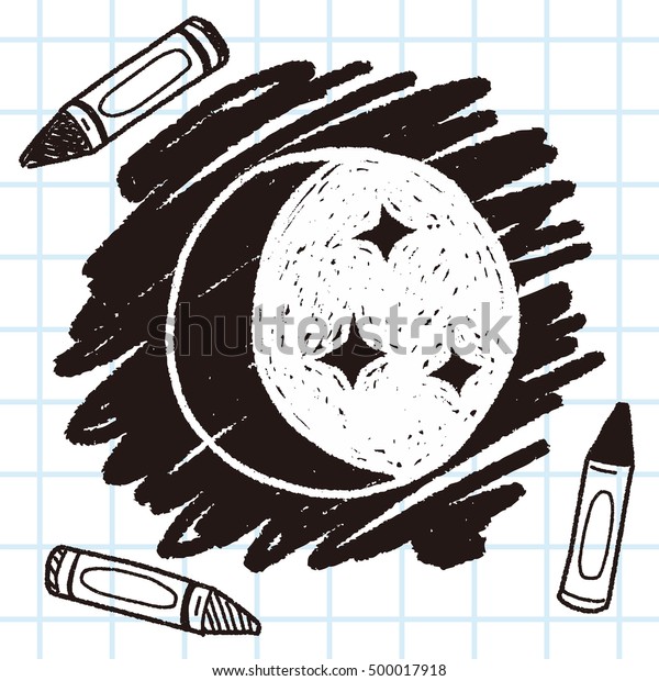 moon star doodle - Stock Image - Everypixel