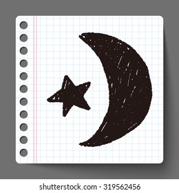 moon and star doodle drawing