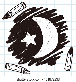 moon and star doodle drawing