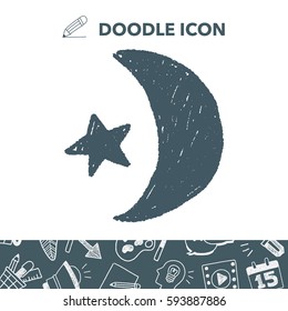 moon and star doodle drawing