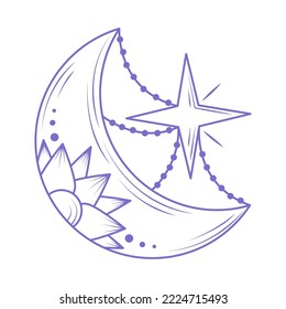 moon and star esoteric icon isolated
