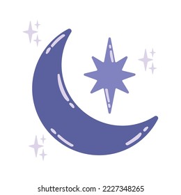 moon and star esoteric icon isolated