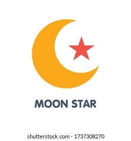 Moon star flat icon design style illustration on white background eps.10