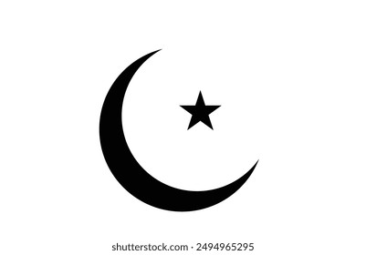 Moon and Star Glyph icon vector.