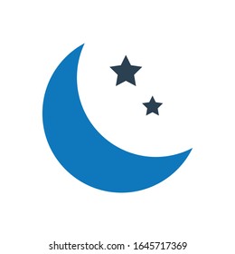 moon with star glyph vector icon - ui icon vector