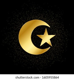 Moon and star gold, icon. Vector illustration of golden particle