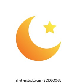 Moon and star gradient flat icon. New moon. Vector illustration.
