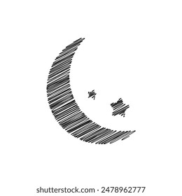 Moon and star hand drawing design vector