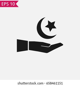 Moon star in hand icon Vector.