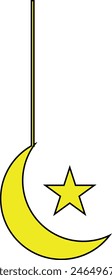 Moon and Star Hanging Vector Illustration for Islamic