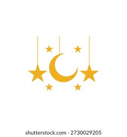 Moon and Star Hanging Vector Illustration