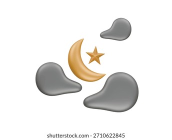 Mond und Stern Symbol 3D-Illustration Rendering