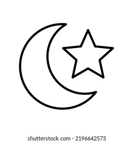 Moon Star Icon Black Ouline Style Stock Vector (Royalty Free ...