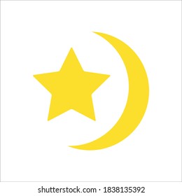 Moon And Star Icon Color Design Vector Template illustration