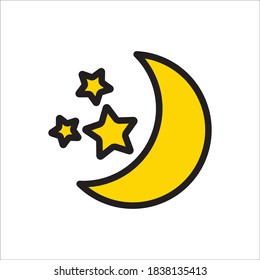 Moon And Star Icon Color Design Vector Template illustration