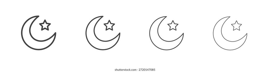 Mond- und Sternsymbol-Konzept Lineares Piktogramm. Einfache Elementgrafik.