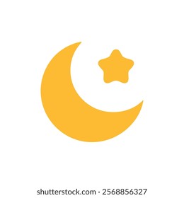 moon and star icon. crescent moon