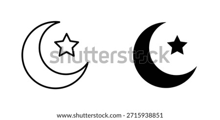 Moon and star icon design collection. Vector sign and symbol for UI designs