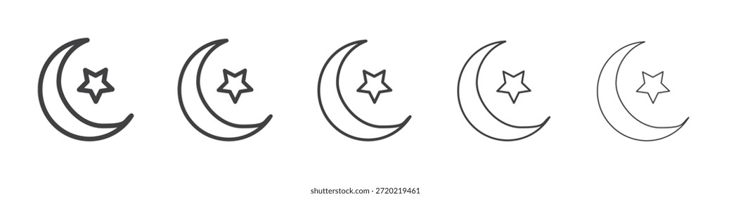 Design, Logo, App, UI für Mond- und Sternsymbol. Vektorgrafik, EPS