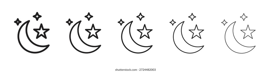 Moon und Stern Symbol Design in dünnen bearbeitbaren Strich Stil für grafische Arbeit