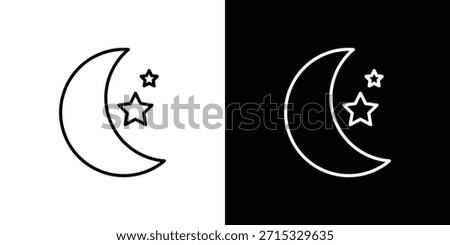Moon and star icon editable concept. editable vector stroke symbols
