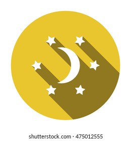 Moon star icon. Flat design.