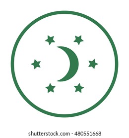 Moon star icon. Flat design.