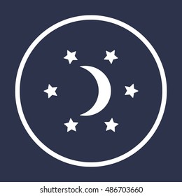 Moon star icon. Flat design.