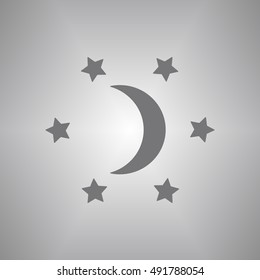 Moon star icon. Flat design.