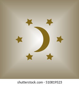 Moon star icon. Flat design.