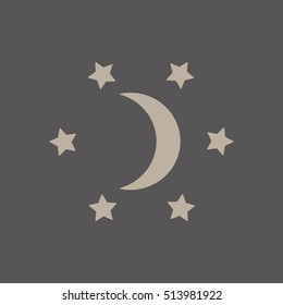 Moon star icon. Flat design.