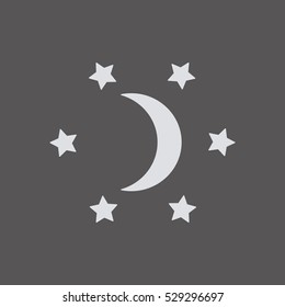 Moon star icon. Flat design.