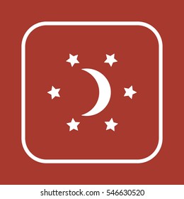 Moon star icon. Flat design.