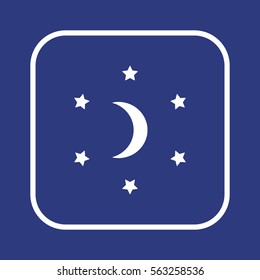 Moon star icon. Flat design.