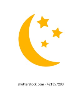 moon and star icon in a flat style. New Moon isolated on white background 