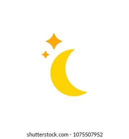 Moon and star icon illustration,sleeping vector sign symbol
