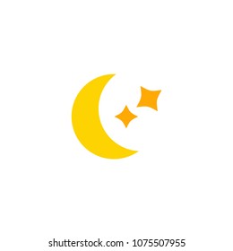 Moon and star icon illustration,sleeping vector sign symbol