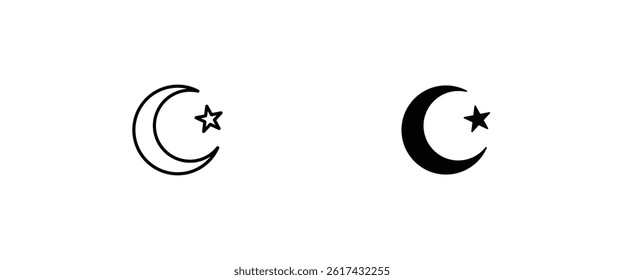 moon star icon islam islamic muslim religion silhouette icon vector logo symbol